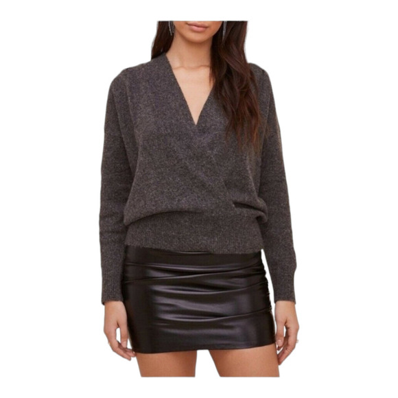 Astr Sweaters - ASTR Gray Deep V Wrap Front Sweater size XS